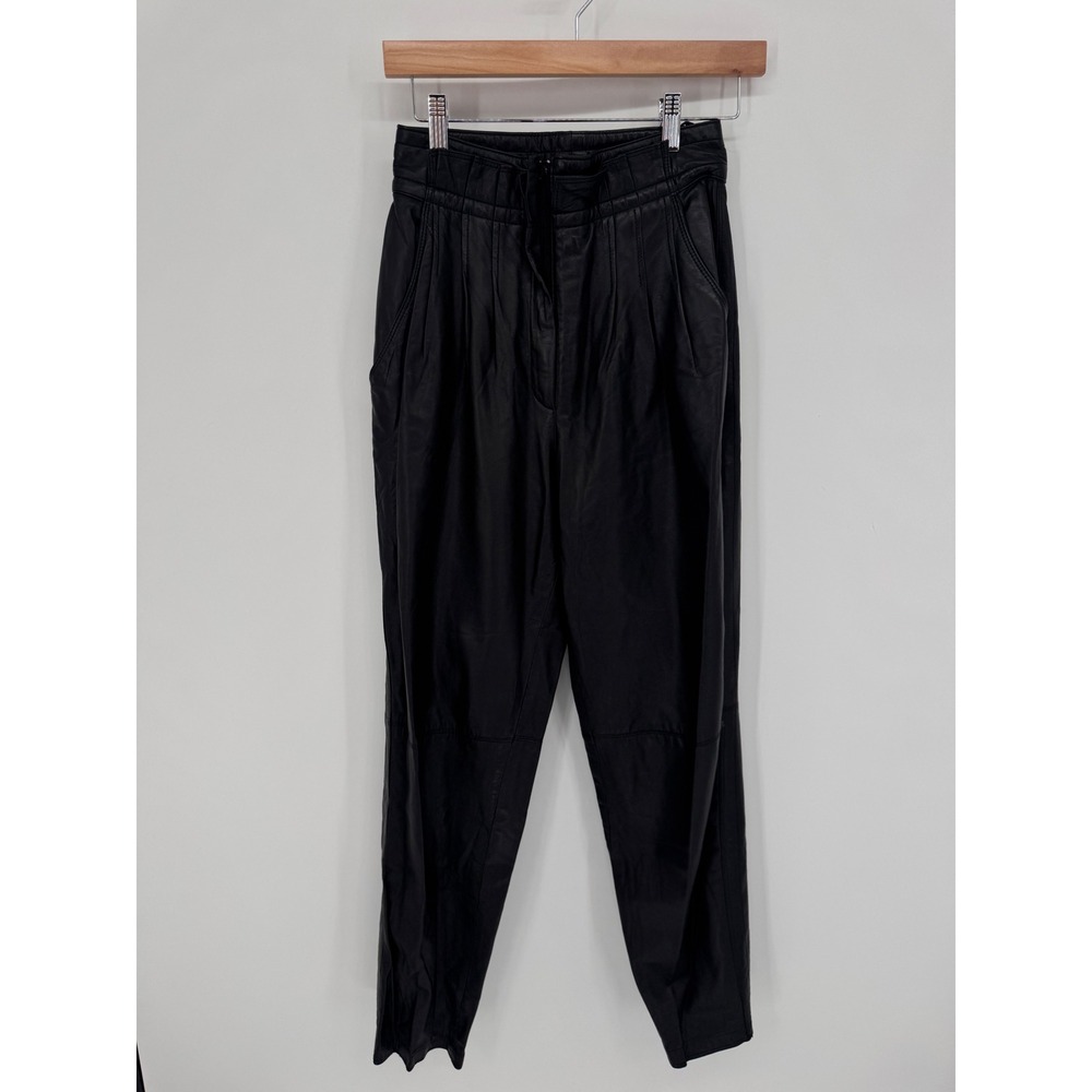 Toffs Leather Trousers Women 6M 24in Pleated High Waist Tapered Vintage 80s/90s